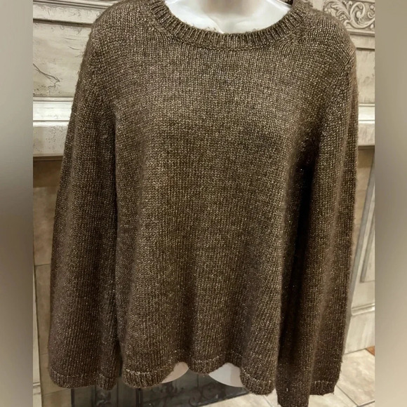 LOFT Sweaters - Ann Taylor Brown Gold Metallic Oversized Sweater Size Small